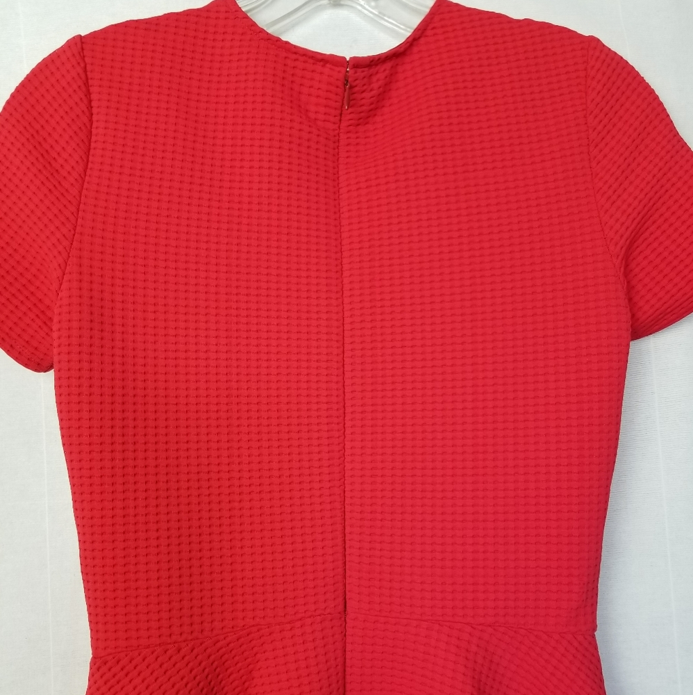 Opening Ceremony Clos Textured Dress Cherry Red Short Sleeves Size Small - Picture 13 of 15